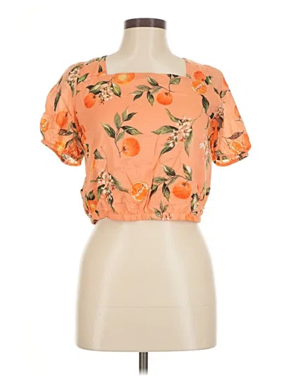 Pre-owned Ann Taylor Loft Short Sleeve Blouse In Orange
