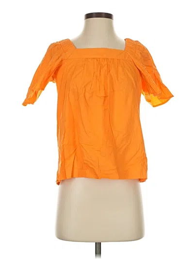 Pre-owned Ann Taylor Loft Short Sleeve Blouse In Orange