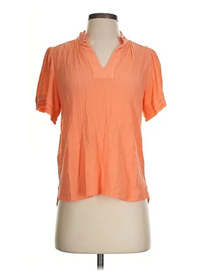 Pre-owned Ann Taylor Loft Short Sleeve Blouse In Orange