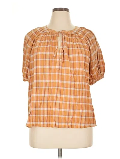 Pre-owned Ann Taylor Loft Short Sleeve Blouse In Orange