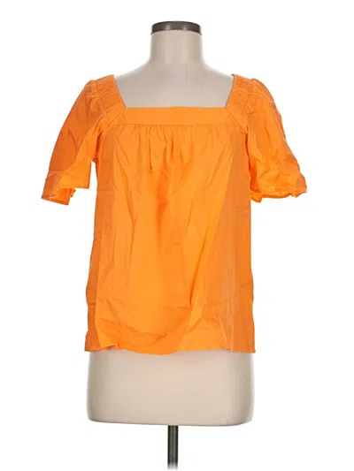 Pre-owned Ann Taylor Loft Short Sleeve Blouse In Orange
