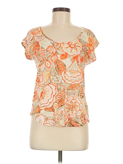 Pre-owned Ann Taylor Loft Short Sleeve Blouse In Orange