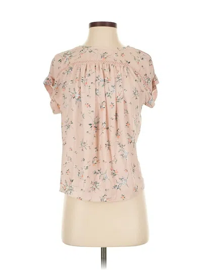 Pre-owned Ann Taylor Loft Short Sleeve Blouse In Pink