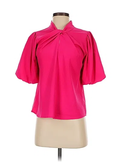 Pre-owned Ann Taylor Loft Short Sleeve Blouse In Pink