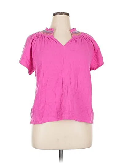 Pre-owned Ann Taylor Loft Short Sleeve Blouse In Pink