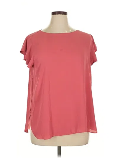 Pre-owned Ann Taylor Loft Short Sleeve Blouse In Pink