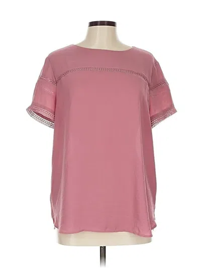 Pre-owned Ann Taylor Loft Short Sleeve Blouse In Pink