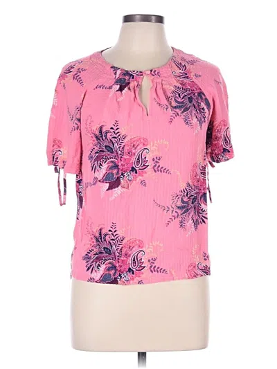Pre-owned Ann Taylor Loft Short Sleeve Blouse In Pink