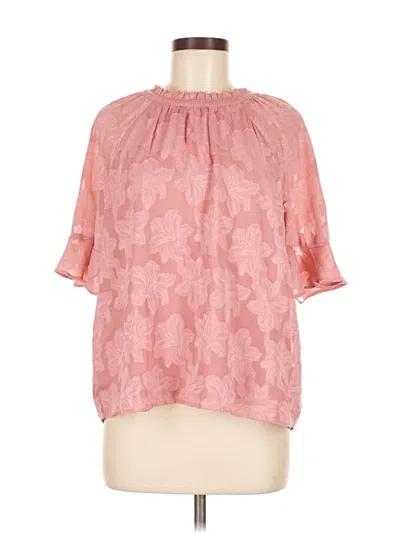 Pre-owned Ann Taylor Loft Short Sleeve Blouse In Pink