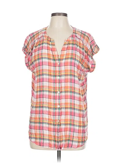 Pre-owned Ann Taylor Loft Short Sleeve Blouse In Pink