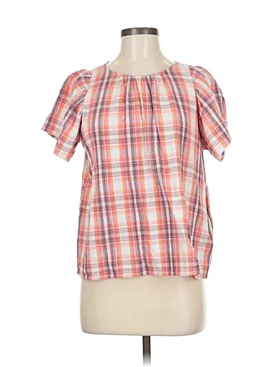 Pre-owned Ann Taylor Loft Short Sleeve Blouse In Pink