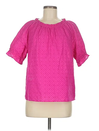 Pre-owned Ann Taylor Loft Short Sleeve Blouse In Pink