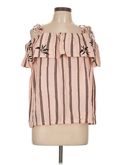 Pre-owned Ann Taylor Loft Short Sleeve Blouse In Pink