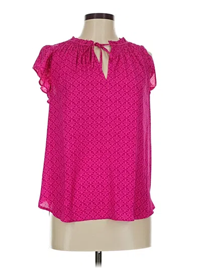 Pre-owned Ann Taylor Loft Short Sleeve Blouse In Pink