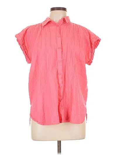 Pre-owned Ann Taylor Loft Short Sleeve Blouse In Pink