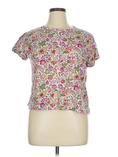 Pre-owned Ann Taylor Loft Short Sleeve Blouse In Pink