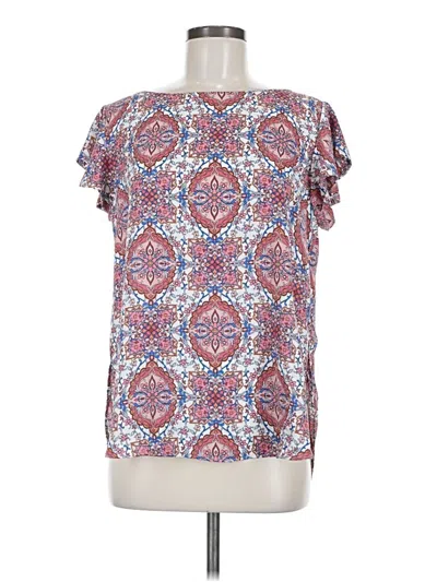 Pre-owned Ann Taylor Loft Short Sleeve Blouse In Pink