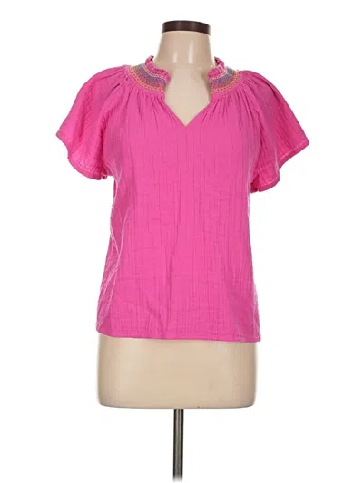 Pre-owned Ann Taylor Loft Short Sleeve Blouse In Pink