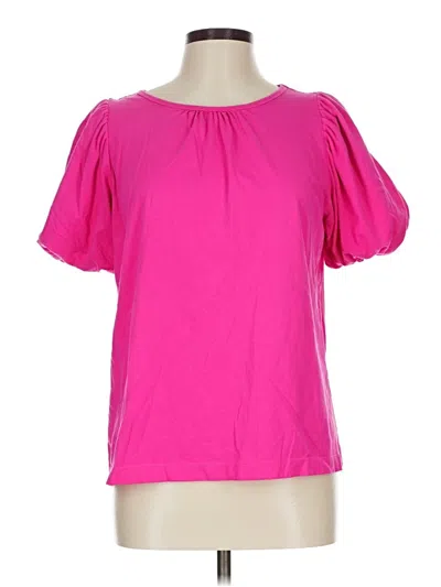 Pre-owned Ann Taylor Loft Short Sleeve Blouse In Pink