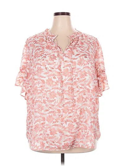 Pre-owned Ann Taylor Loft Short Sleeve Blouse In Pink