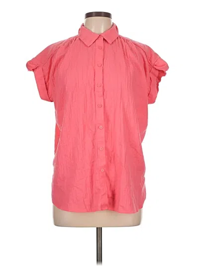 Pre-owned Ann Taylor Loft Short Sleeve Blouse In Pink