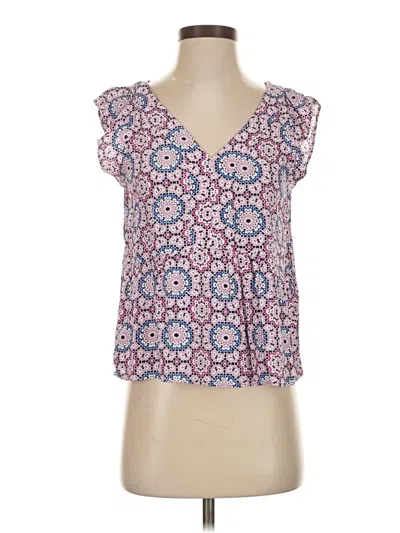 Pre-owned Ann Taylor Loft Short Sleeve Blouse In Pink