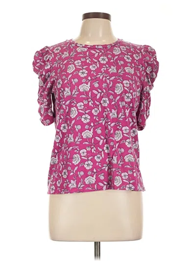Pre-owned Ann Taylor Loft Short Sleeve Blouse In Pink