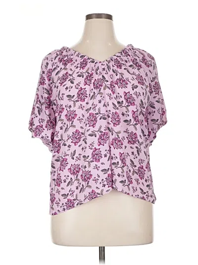 Pre-owned Ann Taylor Loft Short Sleeve Blouse In Pink
