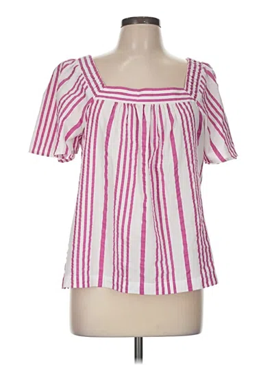 Pre-owned Ann Taylor Loft Short Sleeve Blouse In Pink