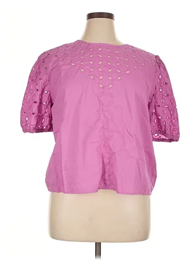 Pre-owned Ann Taylor Loft Short Sleeve Blouse In Pink