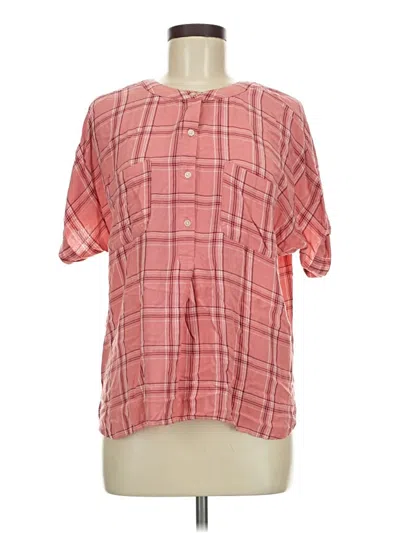 Pre-owned Ann Taylor Loft Short Sleeve Blouse In Pink