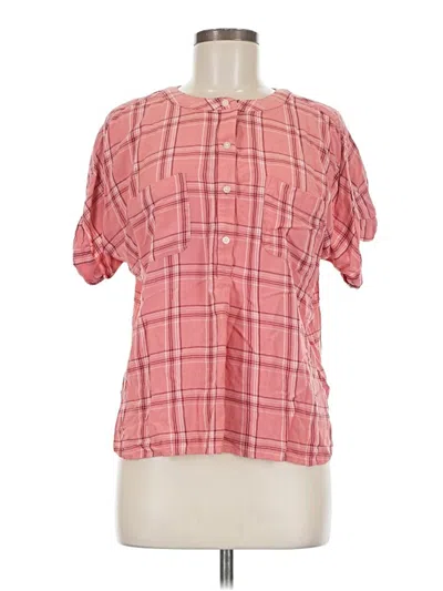 Pre-owned Ann Taylor Loft Short Sleeve Blouse In Pink