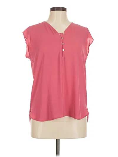Pre-owned Ann Taylor Loft Short Sleeve Blouse In Pink
