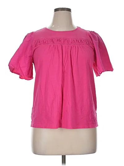 Pre-owned Ann Taylor Loft Short Sleeve Blouse In Pink