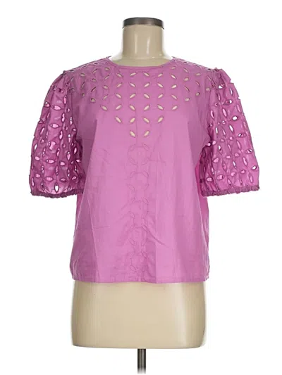 Pre-owned Ann Taylor Loft Short Sleeve Blouse In Pink