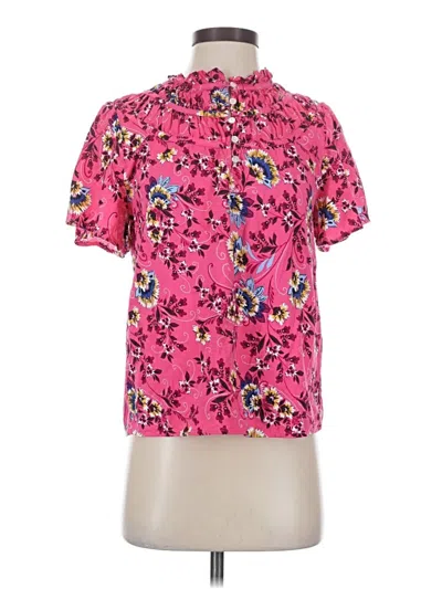 Pre-owned Ann Taylor Loft Short Sleeve Blouse In Pink