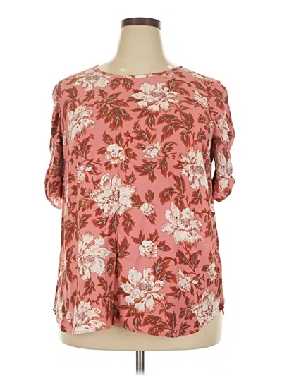 Pre-owned Ann Taylor Loft Short Sleeve Blouse In Pink