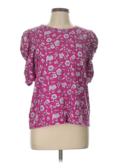 Pre-owned Ann Taylor Loft Short Sleeve Blouse In Pink