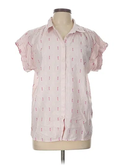 Pre-owned Ann Taylor Loft Short Sleeve Blouse In Pink