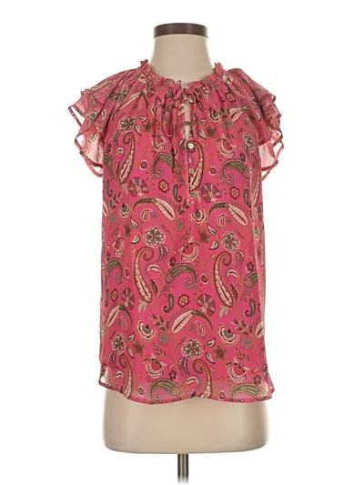 Pre-owned Ann Taylor Loft Short Sleeve Blouse In Pink