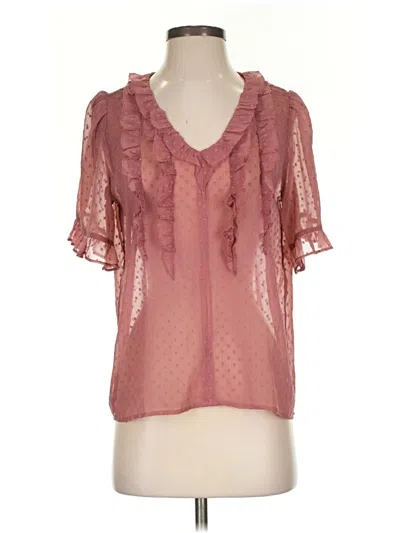 Pre-owned Ann Taylor Loft Short Sleeve Blouse In Pink