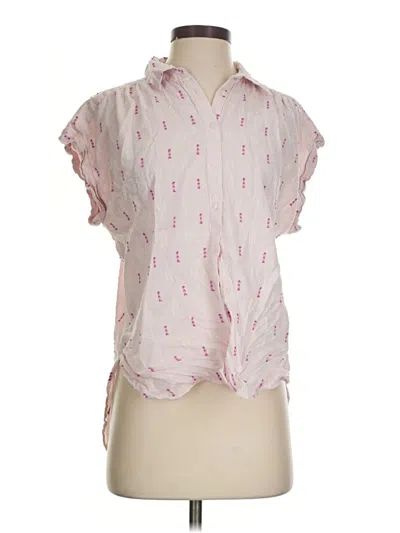 Pre-owned Ann Taylor Loft Short Sleeve Blouse In Pink