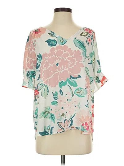 Pre-owned Ann Taylor Loft Short Sleeve Blouse In Pink