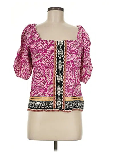 Pre-owned Ann Taylor Loft Short Sleeve Blouse In Pink