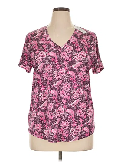 Ann Taylor Loft Short Sleeve Blouse In Pink
