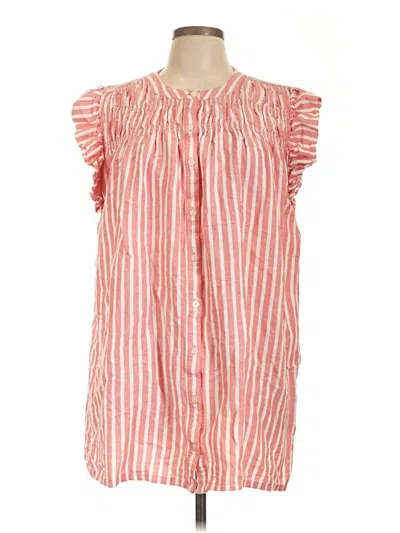 Pre-owned Ann Taylor Loft Short Sleeve Blouse In Pink