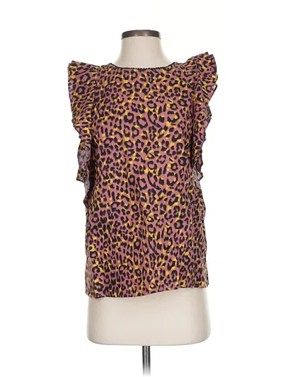 Pre-owned Ann Taylor Loft Short Sleeve Blouse In Purple