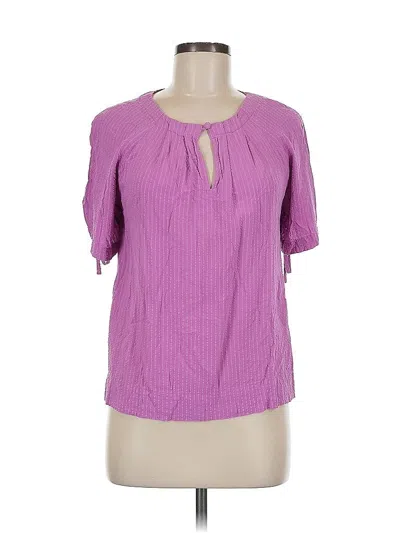 Pre-owned Ann Taylor Loft Short Sleeve Blouse In Purple