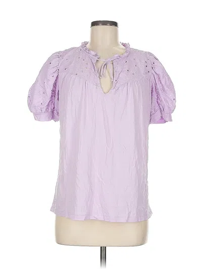Pre-owned Ann Taylor Loft Short Sleeve Blouse In Purple