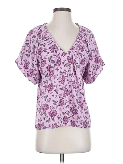 Pre-owned Ann Taylor Loft Short Sleeve Blouse In Purple